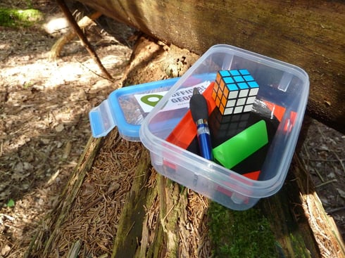 Image of a geocaching prize kit