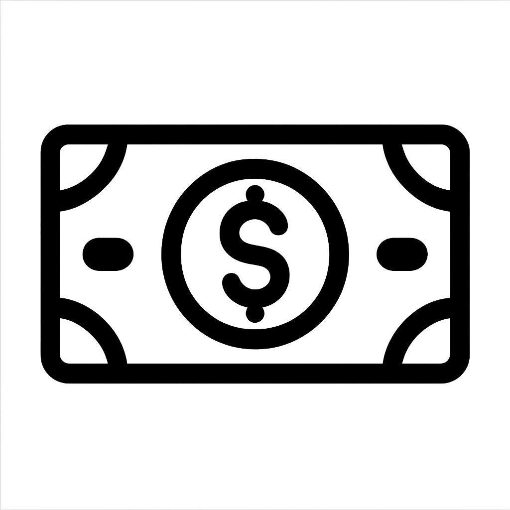 create a money bill symbol black and white with transparent background-1